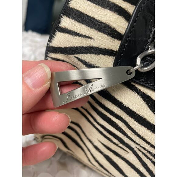 Isabella Adam's Black Pebbled Leather and Cream Zebra Print Bowler Bag - Picture 4 of 11